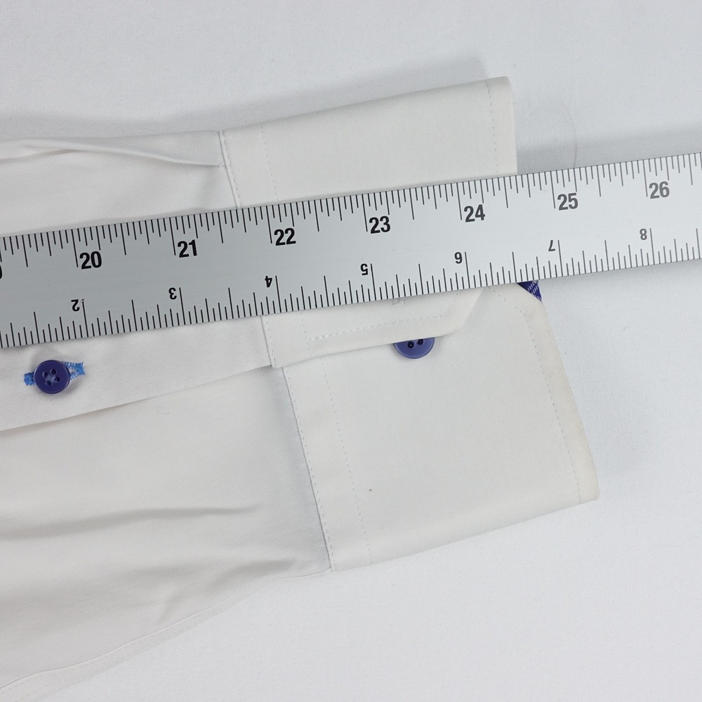 Twillory Performance Dress Shirt Men's 18 34-35 Tailored Fit Flip Cuff White - Picture 10 of 13